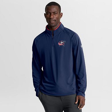 Men's Fanatics Navy Columbus Blue Jackets Authentic Pro Rink Training Quarter-Zip Pullover
