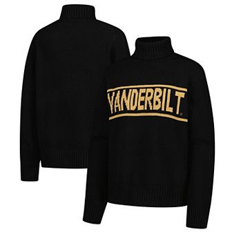 Women's Gameday Social Black Vanderbilt Commodores Chenille Turtleneck Sweater