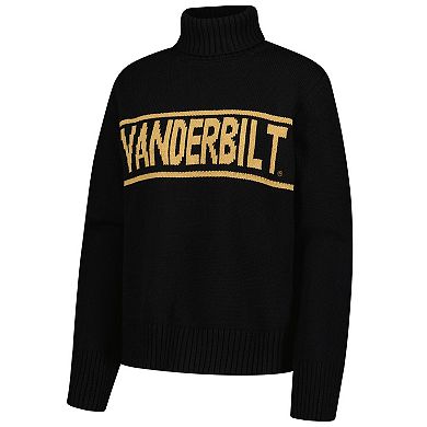 Women's Gameday Social Black Vanderbilt Commodores Chenille Turtleneck Sweater
