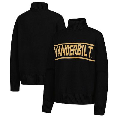 Women's Gameday Social Black Vanderbilt Commodores Chenille Turtleneck Sweater