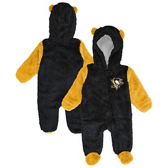 Infant & Newborn Outerstuff Black Pittsburgh Penguins Stay Napping Fleece Bunting Full-Zip Sleeper