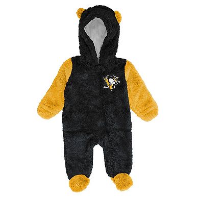 Infant & Newborn Outerstuff Black Pittsburgh Penguins Stay Napping Fleece Bunting Full-Zip Sleeper