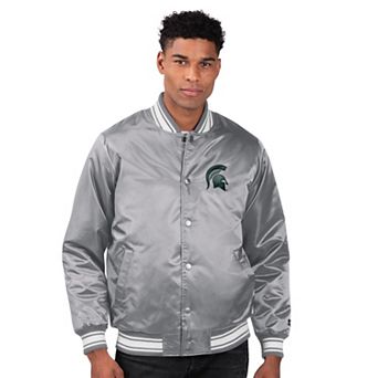 Men's Starter Gray Michigan State Spartans Core Satin Varsity Full-Snap Jacket