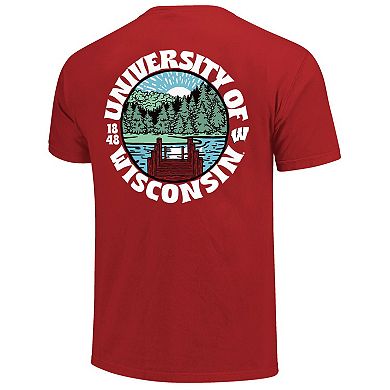 Men's Red Wisconsin Badgers Comfort Colors Thick Lined Landscape T-Shirt