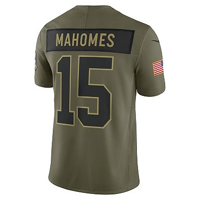 Men's Nike Patrick Mahomes Olive Kansas City Chiefs 2025 Salute to Service Limited Jersey