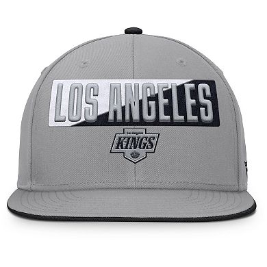 Men's Fanatics Gray Los Angeles Kings Fundamentals Duo Split Logo Snapback Hat