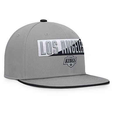 Men's Fanatics Gray Los Angeles Kings Fundamentals Duo Split Logo Snapback Hat