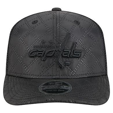 Men's New Era Black Washington Capitals Quilted Nylon 9SEVENTY Adjustable Trucker Hat