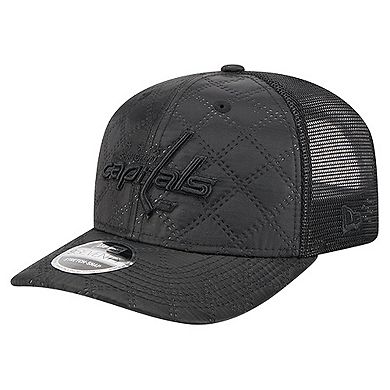 Men's New Era Black Washington Capitals Quilted Nylon 9SEVENTY Adjustable Trucker Hat