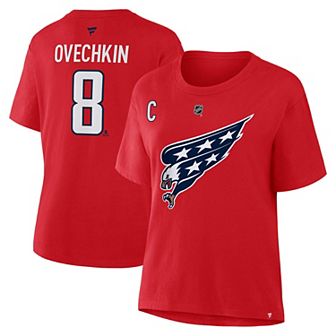 Women's Fanatics Alexander Ovechkin Red Washington Capitals Authentic Stack Name & Number T-Shirt
