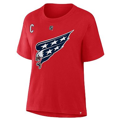 Women's Fanatics Alexander Ovechkin Red Washington Capitals Authentic Stack Name & Number T-Shirt