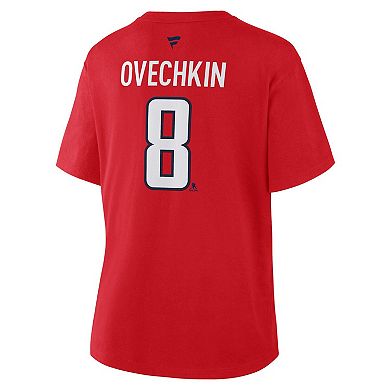 Women's Fanatics Alexander Ovechkin Red Washington Capitals Authentic Stack Name & Number T-Shirt