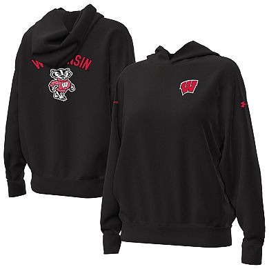 Women's Under Armour Black Wisconsin Badgers Oversized Gameday Icon Hoodie