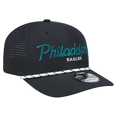 Men's New Era Black Philadelphia Eagles Script 9SEVENTY Adjustable Hat