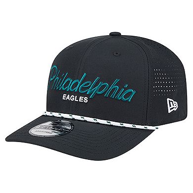 Men's New Era Black Philadelphia Eagles Script 9SEVENTY Adjustable Hat