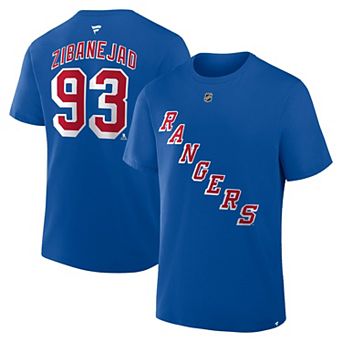 Men's Fanatics Mika Zibanejad Blue New York Rangers Authentic Stack Name & Number T-Shirt