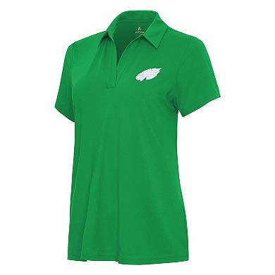 Women's Antigua Kelly Green Philadelphia Eagles St. Patrick's Day Era V-Neck Polo