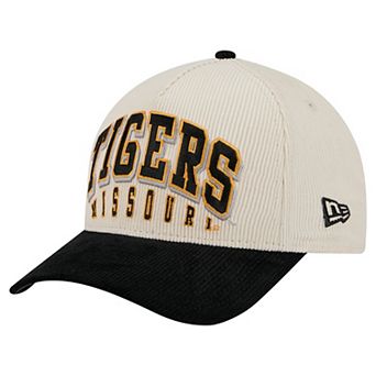 Men's New Era Black/Cream Missouri Tigers Arch Two-Tone Corduroy 9FORTY A-Frame Adjustable Hat