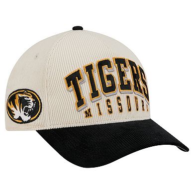Men's New Era Black/Cream Missouri Tigers Arch Two-Tone Corduroy 9FORTY A-Frame Adjustable Hat