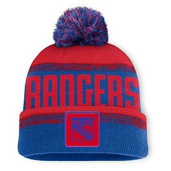 Men's Fanatics Blue/Red New York Rangers Fundamentals Thrive Cuffed Knit Hat with Pom