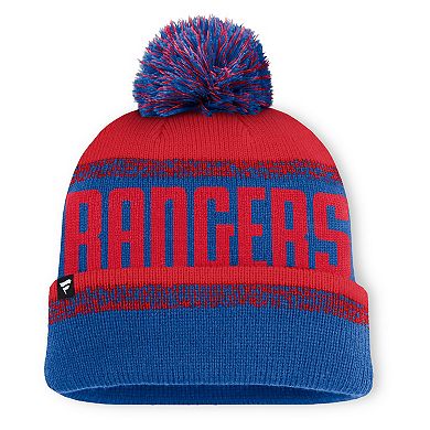 Men's Fanatics Blue/Red New York Rangers Fundamentals Thrive Cuffed Knit Hat with Pom