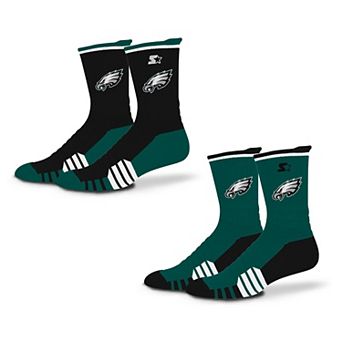Unisex Starter Black/Midnight Green Philadelphia Eagles Breakaway Crew Sock 2 Pack