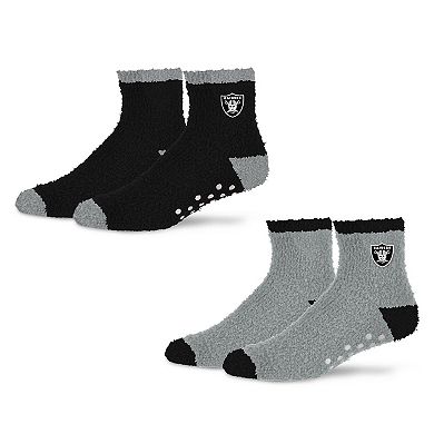 Women's Starter Black/Silver Las Vegas Raiders Home and Away Cozy Socks 2 Pack