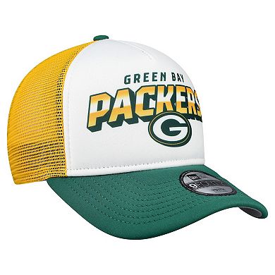 Youth New Era White/Green Green Bay Packers Streak 9FORTY A-Frame Adjustable Hat