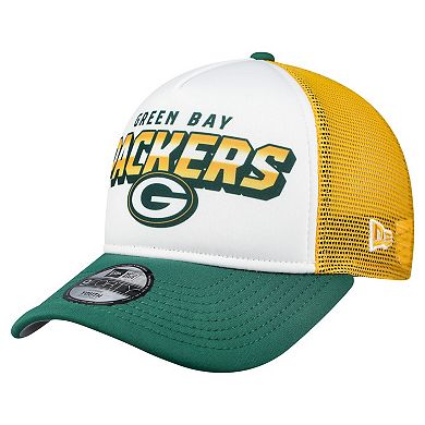 Youth New Era White/Green Green Bay Packers Streak 9FORTY A-Frame Adjustable Hat