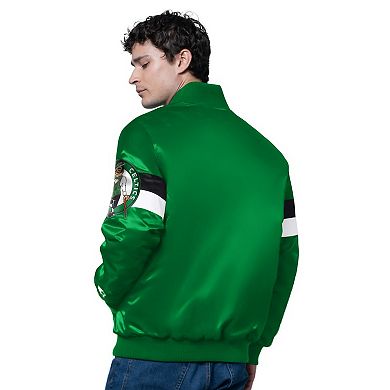 Men's Starter Kelly Green Boston Celtics Triple Option Varsity Full-Snap Satin Jacket