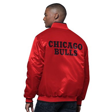 Men's Starter Red/Black Chicago Bulls The Ambassador Satin Varsity Jacket