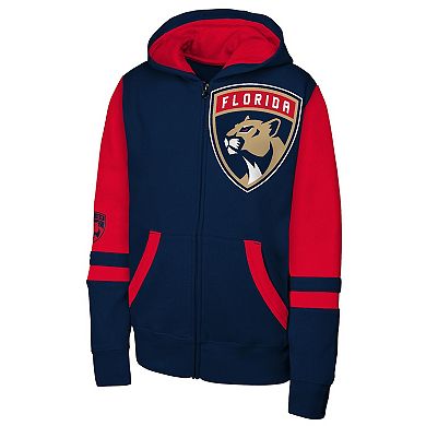 Youth Navy Florida Panthers Face Off Full-Zip Hoodie