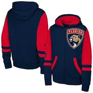 Youth Navy Florida Panthers Face Off Full-Zip Hoodie