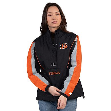 Women's Starter Black/Orange Cincinnati Bengals Thursday Night Gridiron Half-Zip Jacket