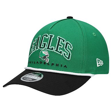 Youth New Era Kelly Green/Black Philadelphia Eagles Throwback Arch COOLERA 9FORTY A-Frame Adjustable Hat