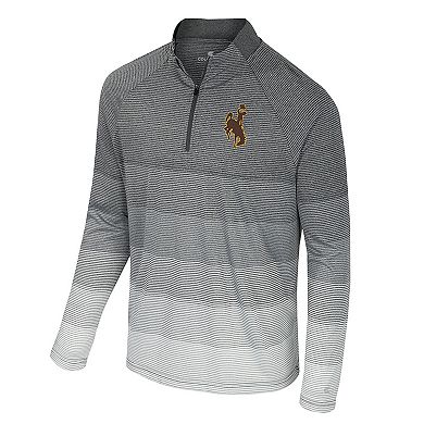 Men's Colosseum Gray Wyoming Cowboys AI Striped Mesh Quarter-Zip Raglan Windshirt