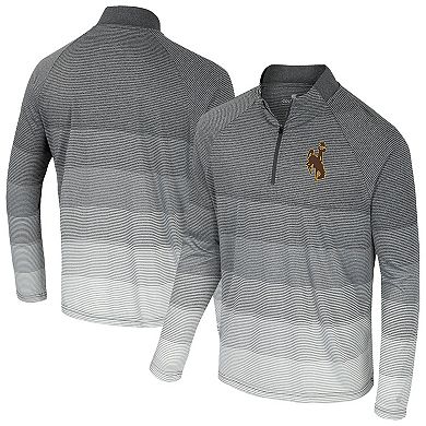 Men's Colosseum Gray Wyoming Cowboys AI Striped Mesh Quarter-Zip Raglan Windshirt