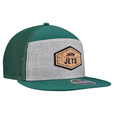 Men's New Era Gray/Green New York Jets Cork Split Panel 9FIFTY Trucker Snapback Hat