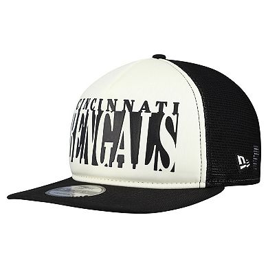 Men's New Era Cream/Black Cincinnati Bengals Throwback Cutout A-Frame 9FIFTY Snapback Hat
