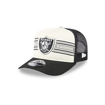 Men's New Era Cream/Black Las Vegas Raiders Banner A-Frame 9FIFTY Trucker Snapback Hat