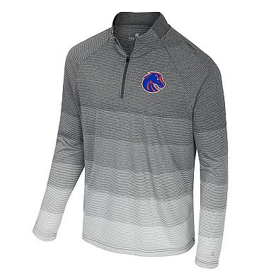 Men's Colosseum Gray Boise State Broncos AI Striped Mesh Quarter-Zip Raglan Windshirt