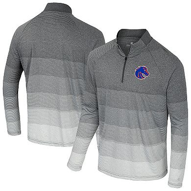 Men's Colosseum Gray Boise State Broncos AI Striped Mesh Quarter-Zip Raglan Windshirt