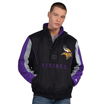 Men's Starter Black Minnesota Vikings Thursday Night Gridiron Half-Zip Jacket