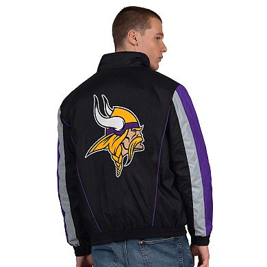 Men's Starter Black Minnesota Vikings Thursday Night Gridiron Half-Zip Jacket