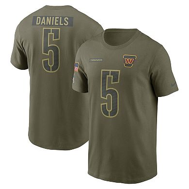 Men's Nike Jayden Daniels Olive Washington Commanders 2025 Salute to Service Name & Number T-Shirt