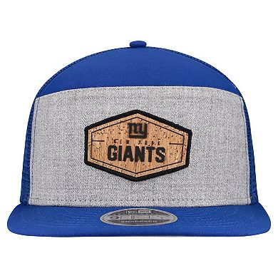 Men's New Era Gray/Royal New York Giants Cork Split Panel 9FIFTY Trucker Snapback Hat