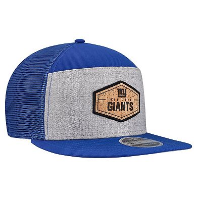 Men's New Era Gray/Royal New York Giants Cork Split Panel 9FIFTY Trucker Snapback Hat