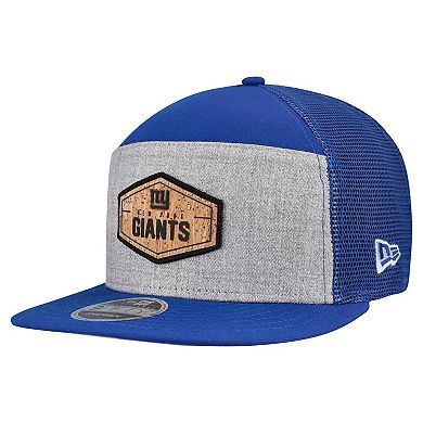 Men's New Era Gray/Royal New York Giants Cork Split Panel 9FIFTY Trucker Snapback Hat