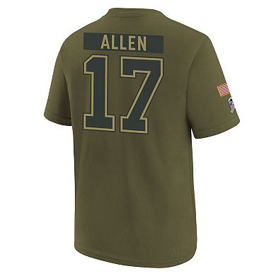 Youth Nike Josh Allen Olive Buffalo Bills 2025 Salute to Service Name & Number T-Shirt