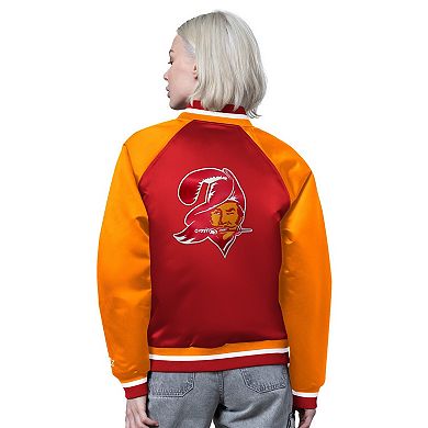 Women's Starter Orange/Red Tampa Bay Buccaneers Satin Full-Snap Vintage Varsity Jacket